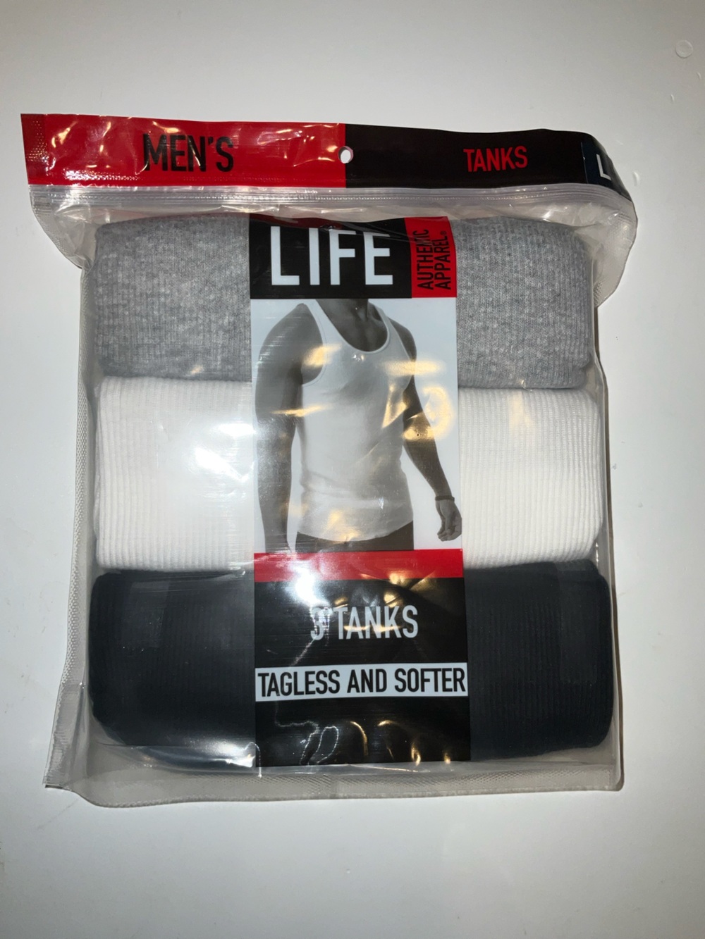LIFE AUTHENTIC APPAREL MEN 100% COTTON Tank Top 3-Pack Gray/White/Black NW